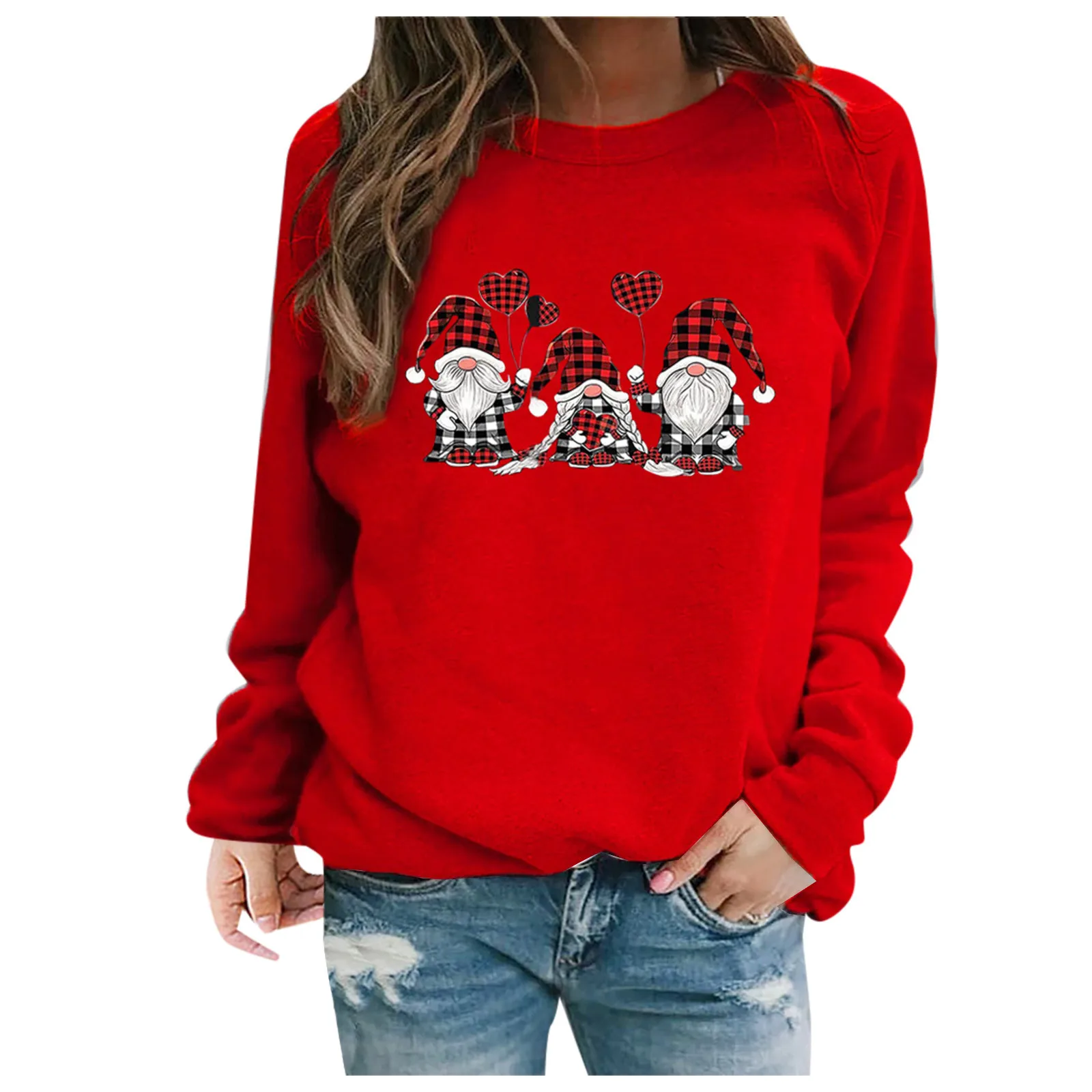

Hoodies Women Christmas Gnome Printed Pullover Top Autumn Casual Long Sleeve O-neck Sweatshirt Female Clothing Sudaderas