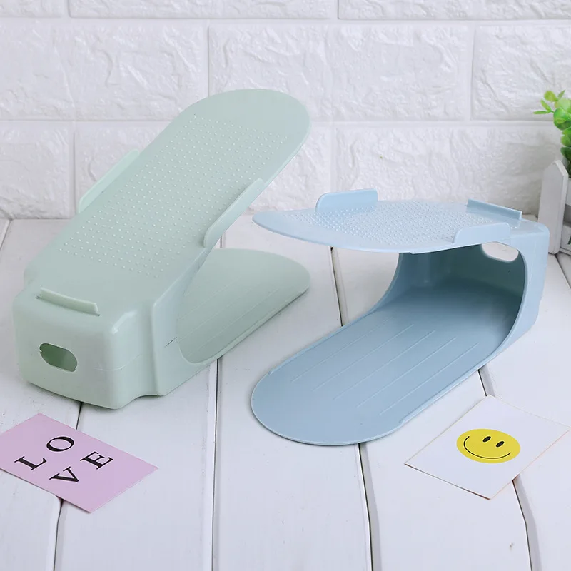 Двухуровневая стойка для обуви экономичная пластиковая уборки держатель