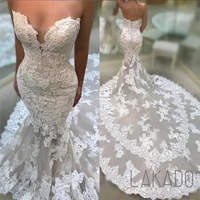 custom made modern mermaid wedding dresses cathedral train lace dresses for weddings