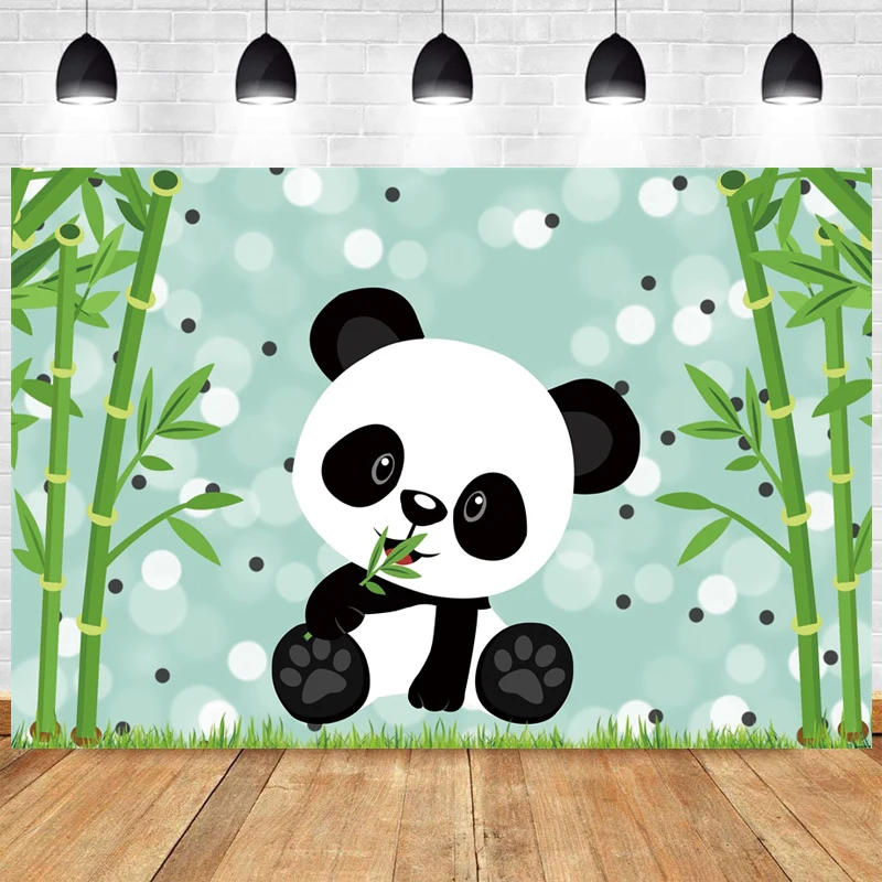 Зеленая панда фон для фотосъемки Бамбук День Рождения Вечеринка детский душ фон для фотосъемки фотосессии новорожденных Декор реквизит