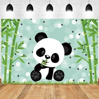 green panda photo backdrop bamboo happy birthday party baby shower photography background newborn photocall decoration prop