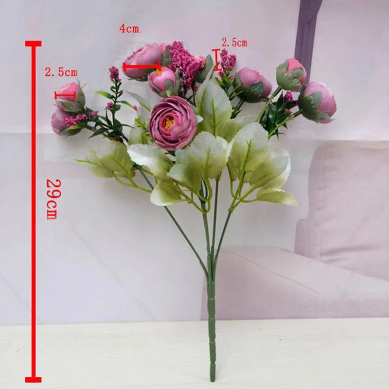 Вечная роза с 15 головками искусственное украшение Осеннее искусственные цветы