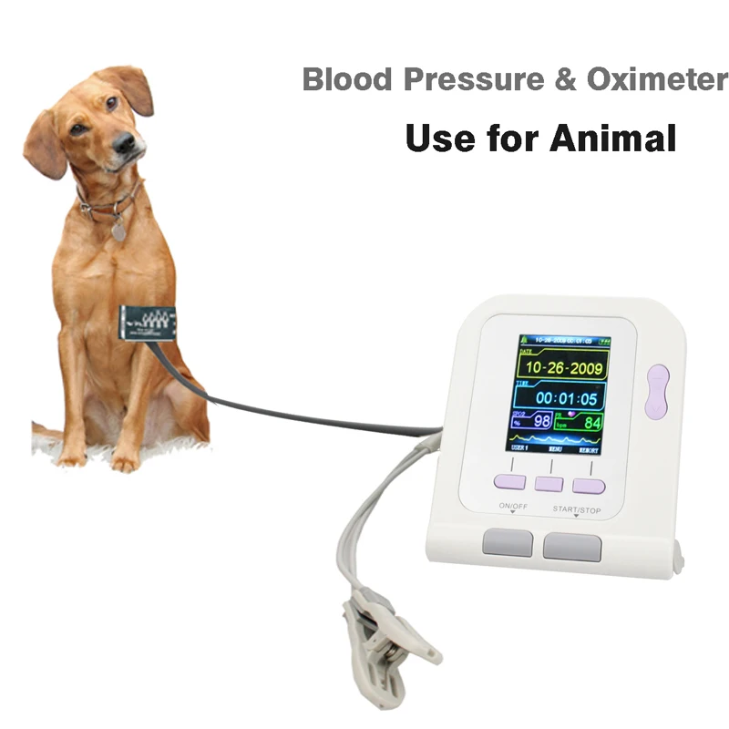 Dog Sphygmomanometer Digital Veterinary NIBP Blood Pressure Monitor and Pluse Oximeter Probe Animal Circuference Cuff for VET