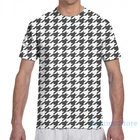 Футболка с рисунком гусиная лапка для мужчин и женщин, модная рубашка с принтом, топы для мальчиков, футболки с коротким рукавом