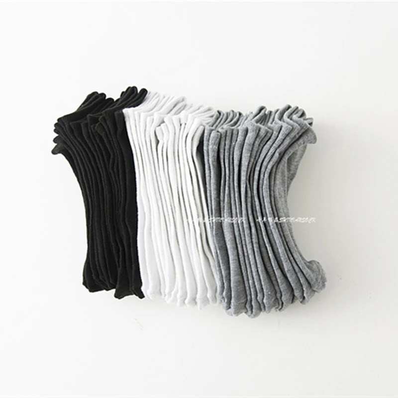 Мужские носки из хлопка высокого качества Повседневные Дышащие башмачки черные