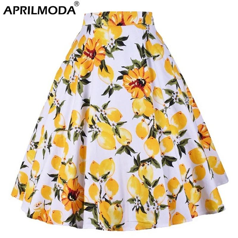 Женская летняя юбка в стиле 50 60 х годов с цветочным принтом|Женские юбки| |