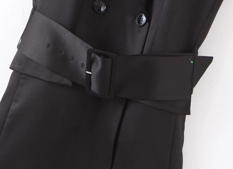 Женский элегантный пиджак без рукавов строгий жилет с воротником и поясом