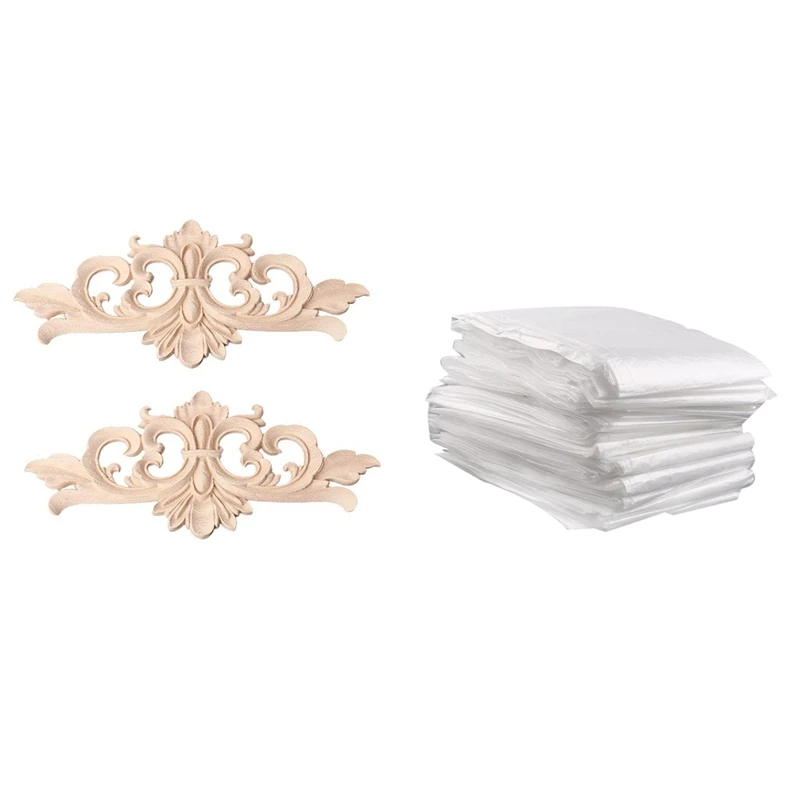 

New 10 Pcs Disposable Bathtub Cover Liner(90X47 Inch) with 2Pcs Vintage Wood Carved Decal Corner Onlay Applique Frame