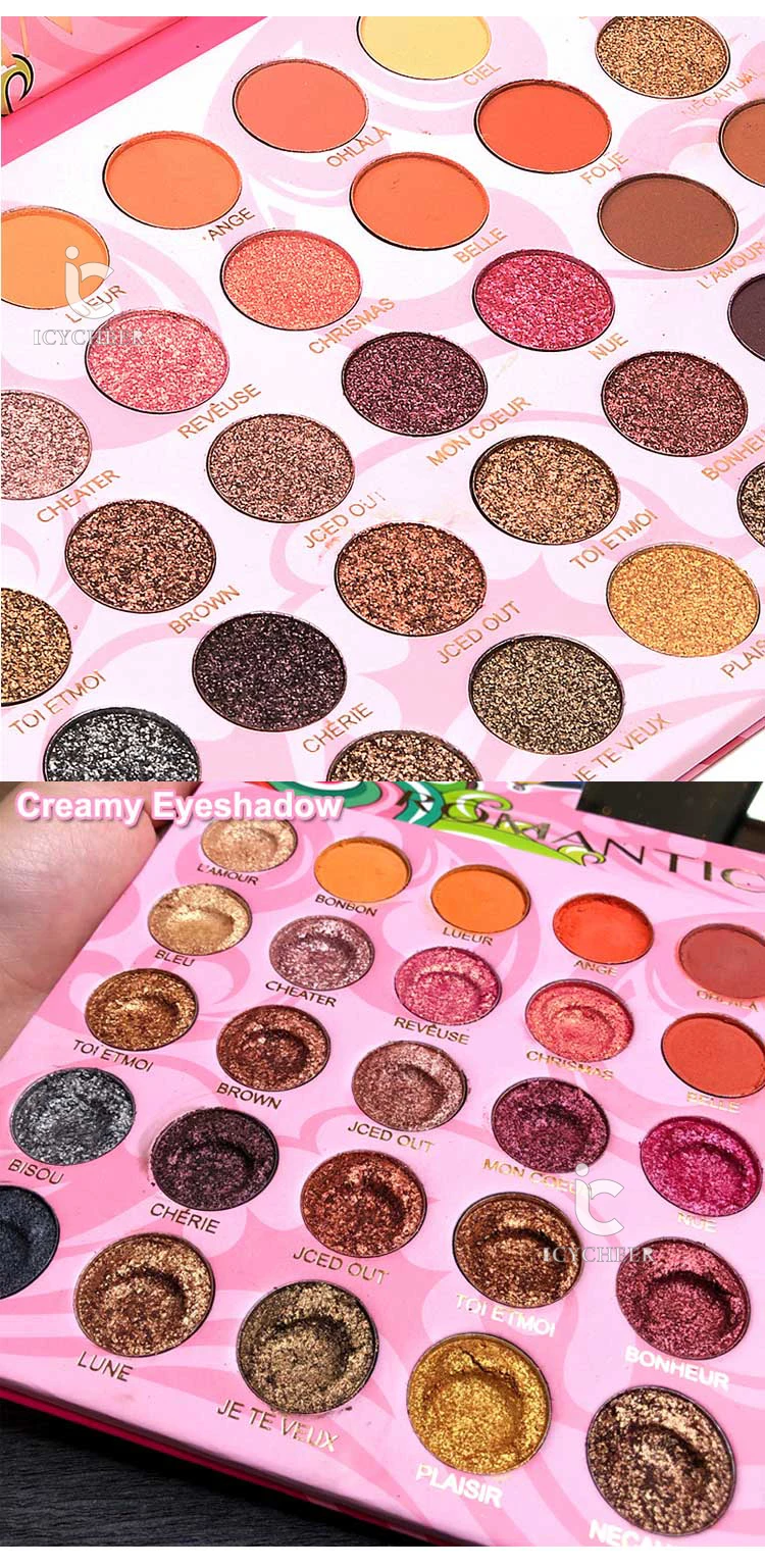 Creamy Eyeshadow Palette 35 Colors Pressed Pigment Eye Shadow Palette Easy To Wear Glitter Shadows Eye Makeup Palette focallur