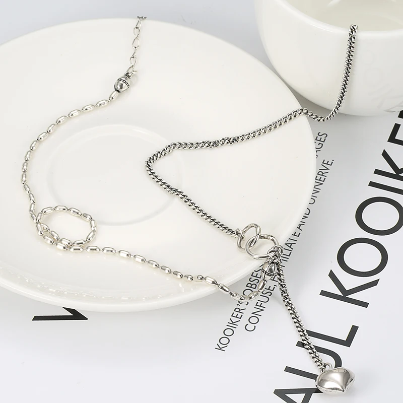 Ожерелье Kinel в форме сердца может быть Двухслойное составное корейское ювелирное