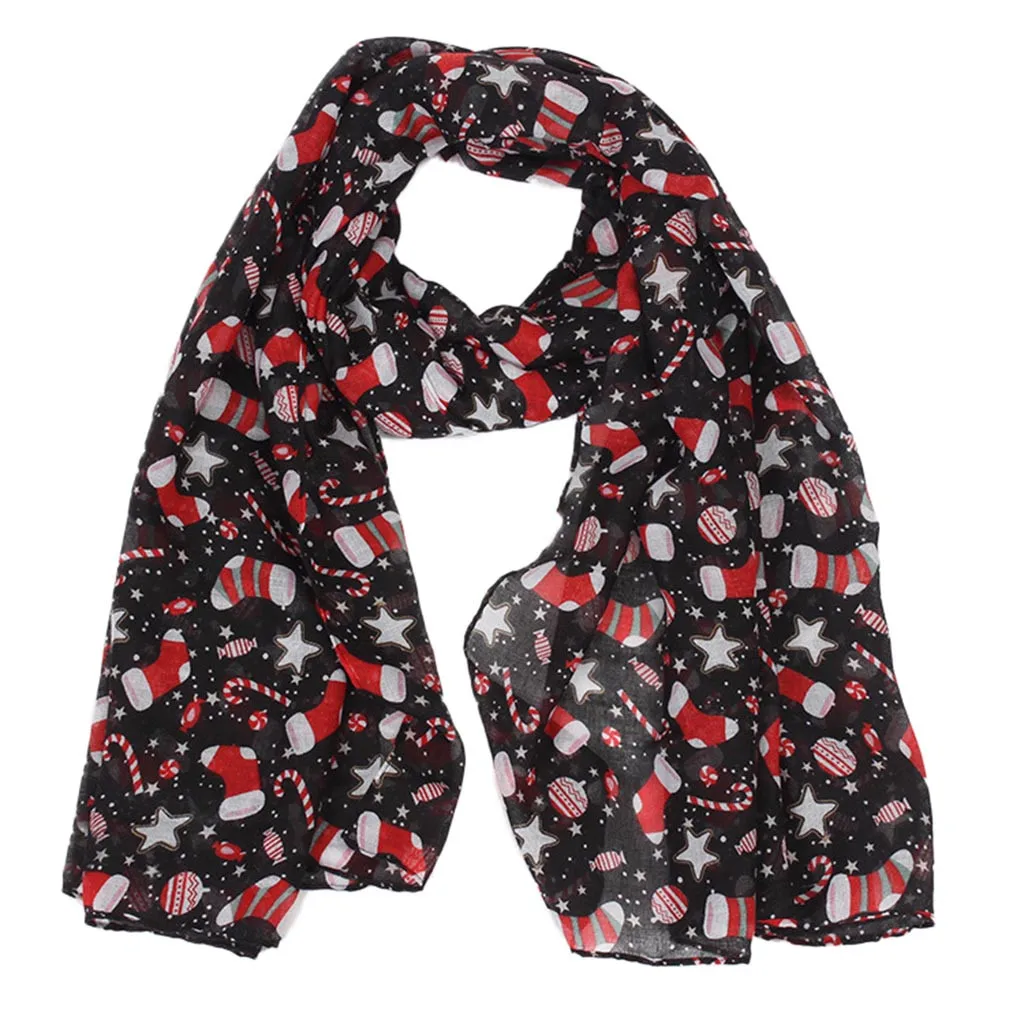 Рождественский женский шарф с Санта Клаусом снеговиком Солнцезащитный марлевый