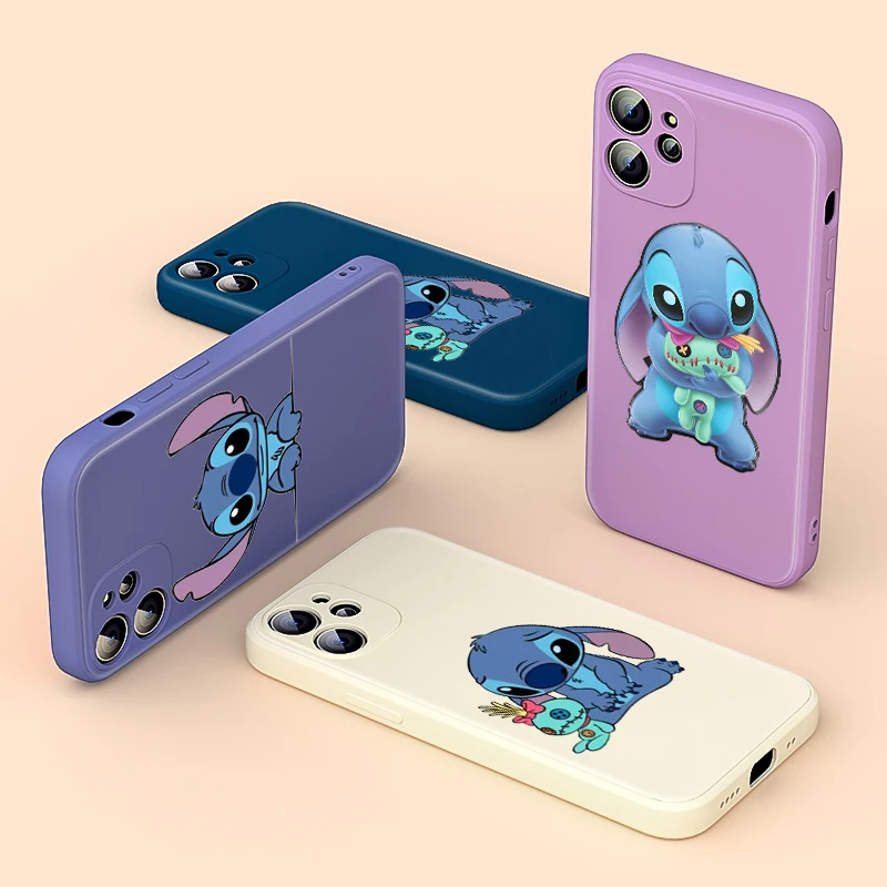 Lilo Stitch Cartoon Liquid Silicone Soft Cover For Apple IPhone 13 12 Mini 11 Pro XS MAX XR X 8 7 6 SE Plus Phone Case