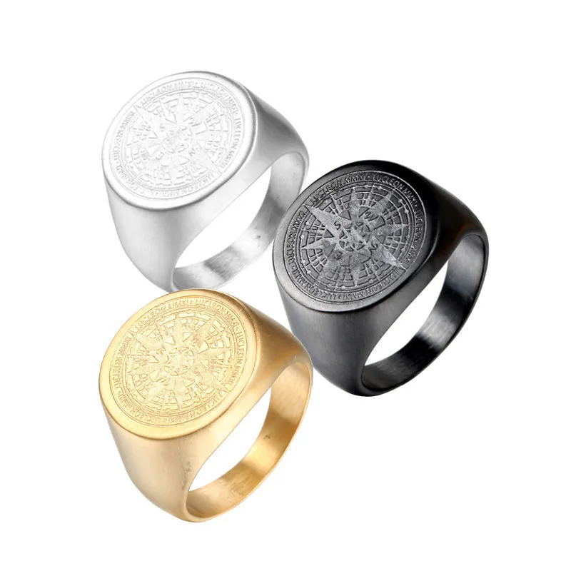 

NUNCAD Vintage Compass Stainless Steel Men's Ring Titanium Steel Compass Mystery Ring Jewelry AAA Quality