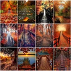 Алмазная живопись EverShine, полноразмерная вышивка с мостом, Осенний пейзаж, картина из бисера, мозаика, Набор для творчества