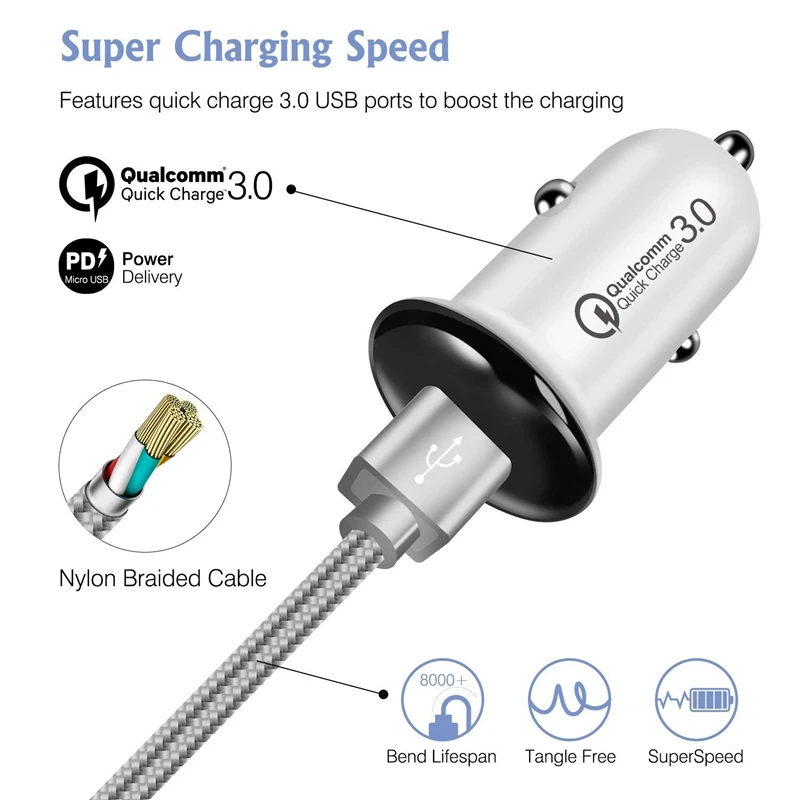 Беспроводное Автомобильное зарядное устройство QC3.0 Быстрое беспроводное