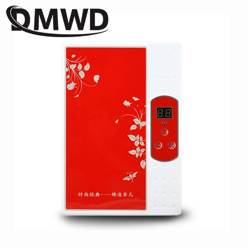 Красный DMWD мгновенный Электрический безрезервуарный нагреватель горячей воды мгновенный нагрев кран Душ машина светодиодный дисплей температуры ванная комната ЕС США - Цвет: Красный