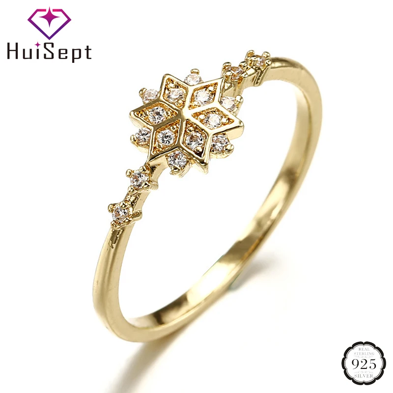 

HuiSept Women Ring 925 Silver Jewelry with Zircon Gemstone Snowflake Shape Finger Rings Accessories for Wedding Party Wholesale