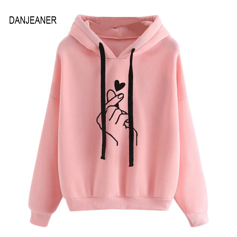 

DANJEANER Drawstring Sweatshirts Women Pink Plus Size Hoodies Ladies Long Sleeve Casual Hooded Pullover Clothes Sweatshirt
