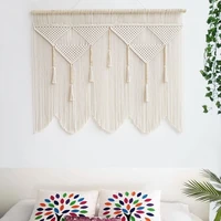 big home decor macrame wall hanging tapestry handmade woven bohemian geometric art background wall decor tapestry with sticks