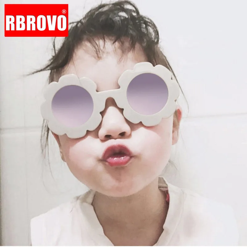 RBROVO 2021 милые Солнцезащитные очки с цветами для девочек винтажные металлические