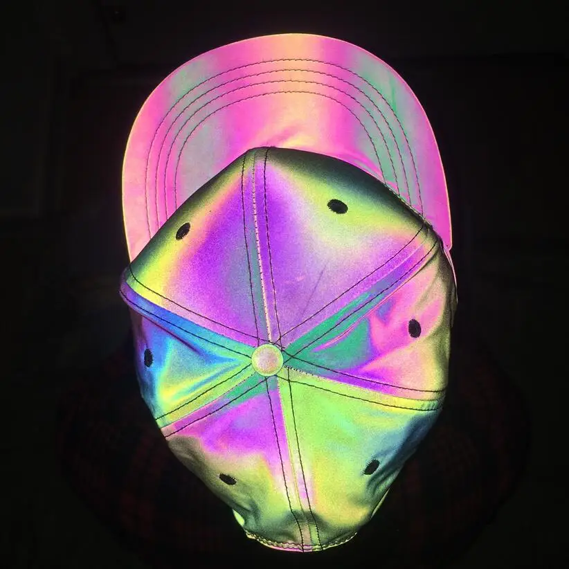Night jogging colorful reflective baseball hat hip hop streetwear fashion harajuku hat reflect light snapback gorras hombre