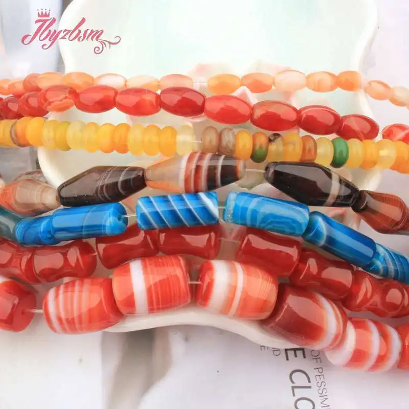 

Natural AA Grade Genuine Agates Oval Rondelle Column Spacer Stone Beads For DIY Necklace Bracelats Jewelry Making Strand 15"