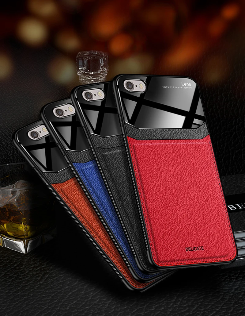I coque, чехол, чехол, для apple iphone 6 6s s iphone6 plus 6 plus на кожаном зеркальном стекле силиконовый ударопрочный телефон милые чехлы