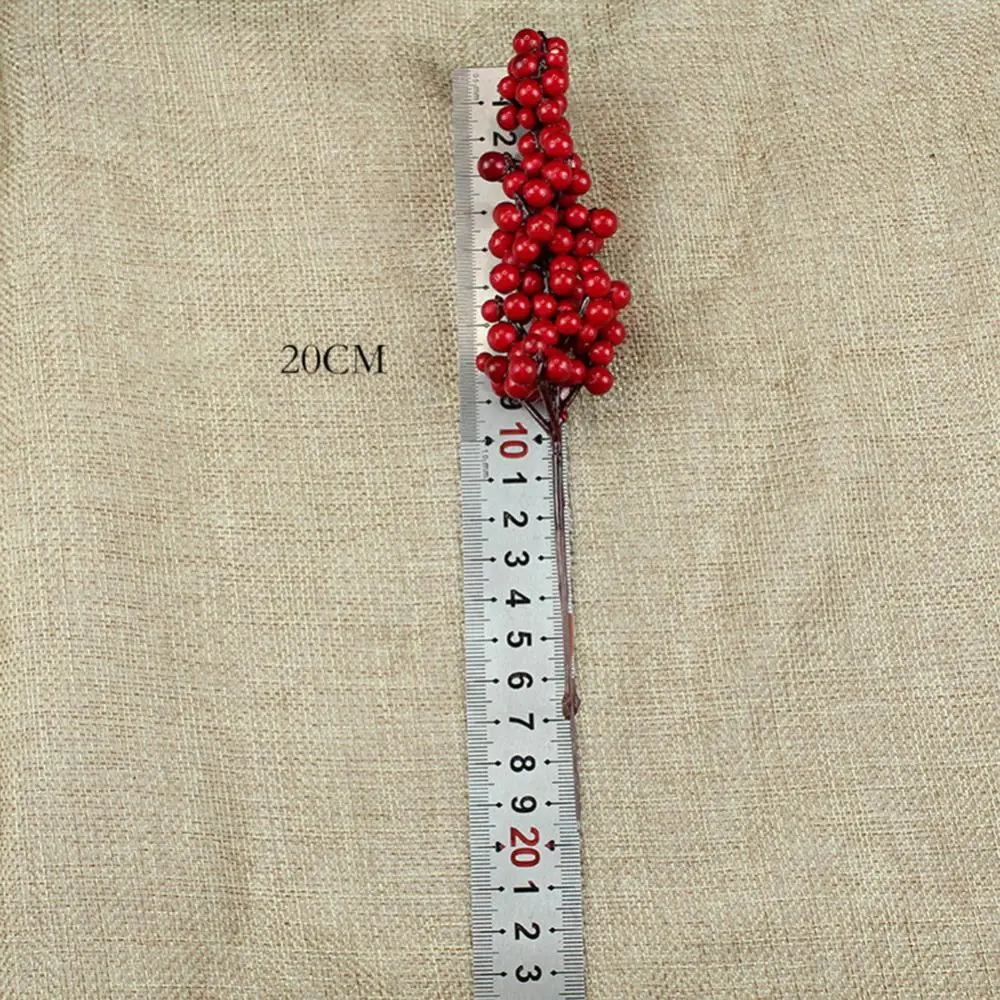 

60% Hot Sale 10Pcs Mini Round Artificial Red Berries Xmas Flower New Year Home Ornaments
