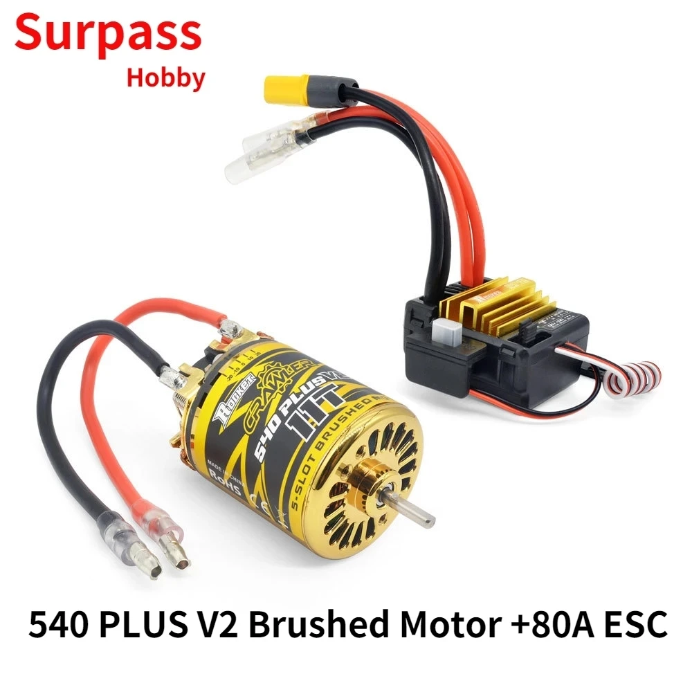 Двигатель с щеточным напылением SURPASS HOBBY 540 PLUS V2 11T 13T 16T 20T W/80A ESC для 1:10 автомобилей