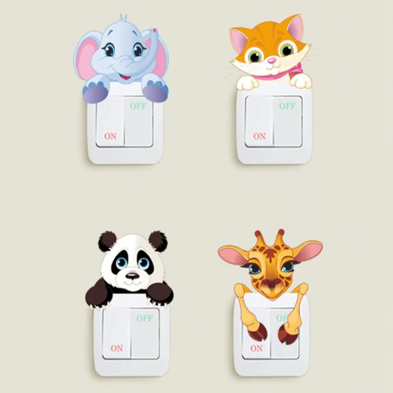 DIY переключатель наклейки Милая лампочка туалетная бумага на стену украшение