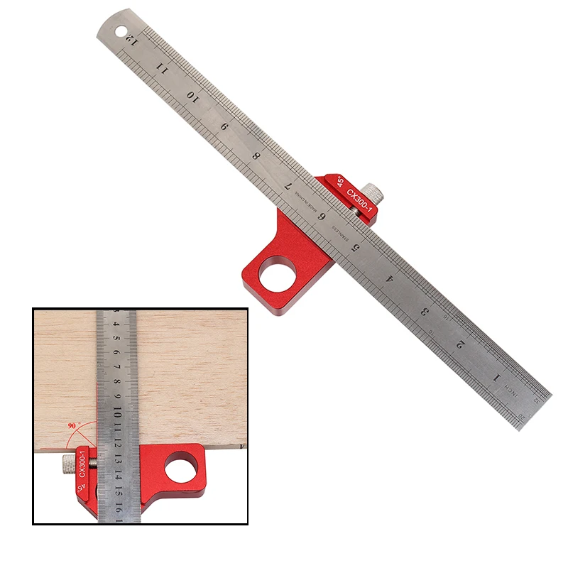 

Angle Scriber Steel Ruler Positioning Block Woodworking Line Scriber Gauge Aluminum Alloy For Carpentry DIY Measuring Tools