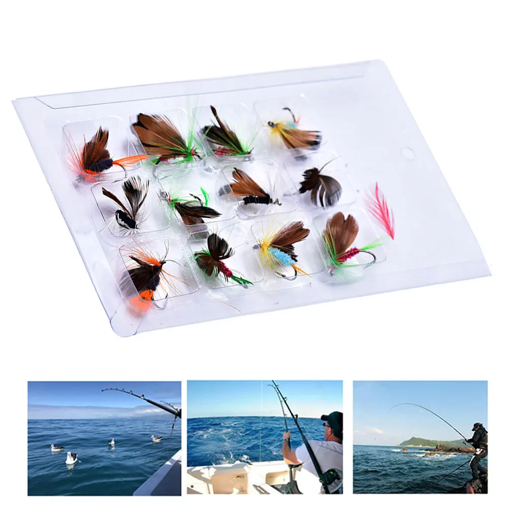 

Fly Fishing Lures Bait Set Artificial Fly Fishing Hooks Set Dry Flies Hooks For Outdoor 12PCS Sharpened Crank Hook Perfect Decoy