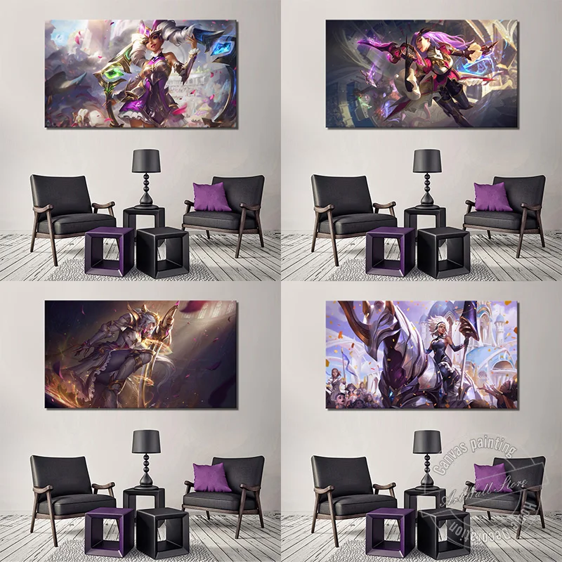 

LOL Game Poster League of Legends Battle Queen Qiyana Katarina Janna Diana Rell Wall Picture for Living Room Decor Fashion Gift