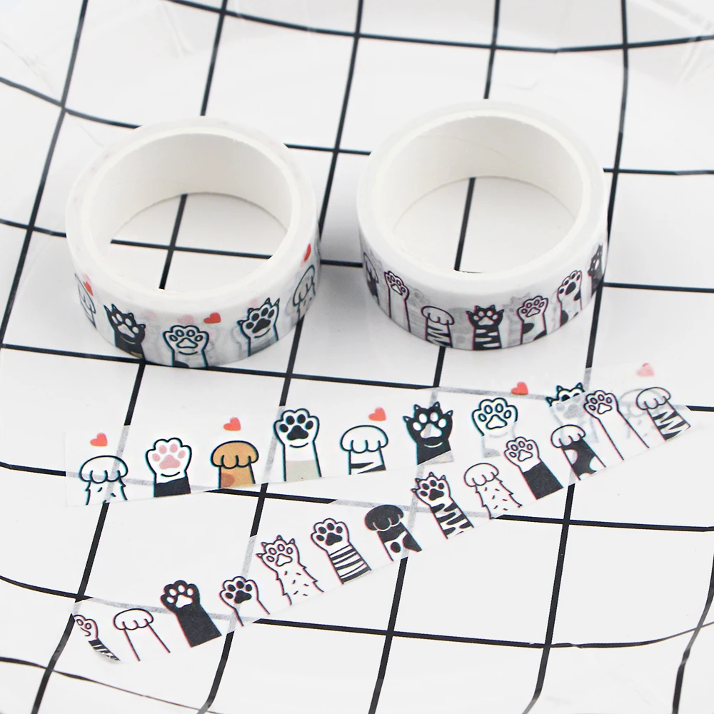Лента для скрапбукинга rancite R835 отпечатки собачьих лап с кошачьими следами |