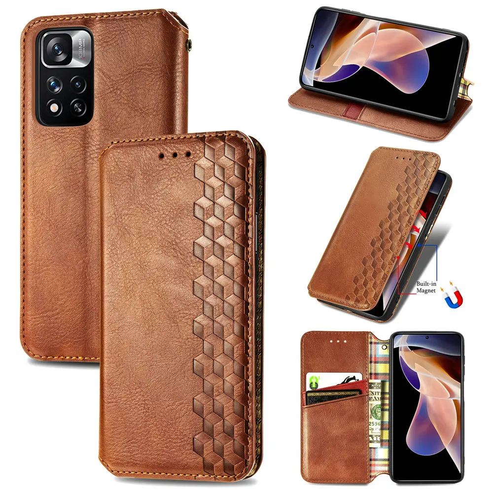 

Флип-чехол для Redmi Note11 5G 2021 с кожаной текстурой, магнитный чехол-бумажник для Xiaomi Redmi Note 11 Pro, чехол 11Pro Plus + чехол для телефона