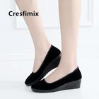 Туфли женские Cresfimix Zapatos De Mujer, балетки в стиле ретро, удобные, без застежки, на плоской подошве, для танцев, черные, Sapato B5489