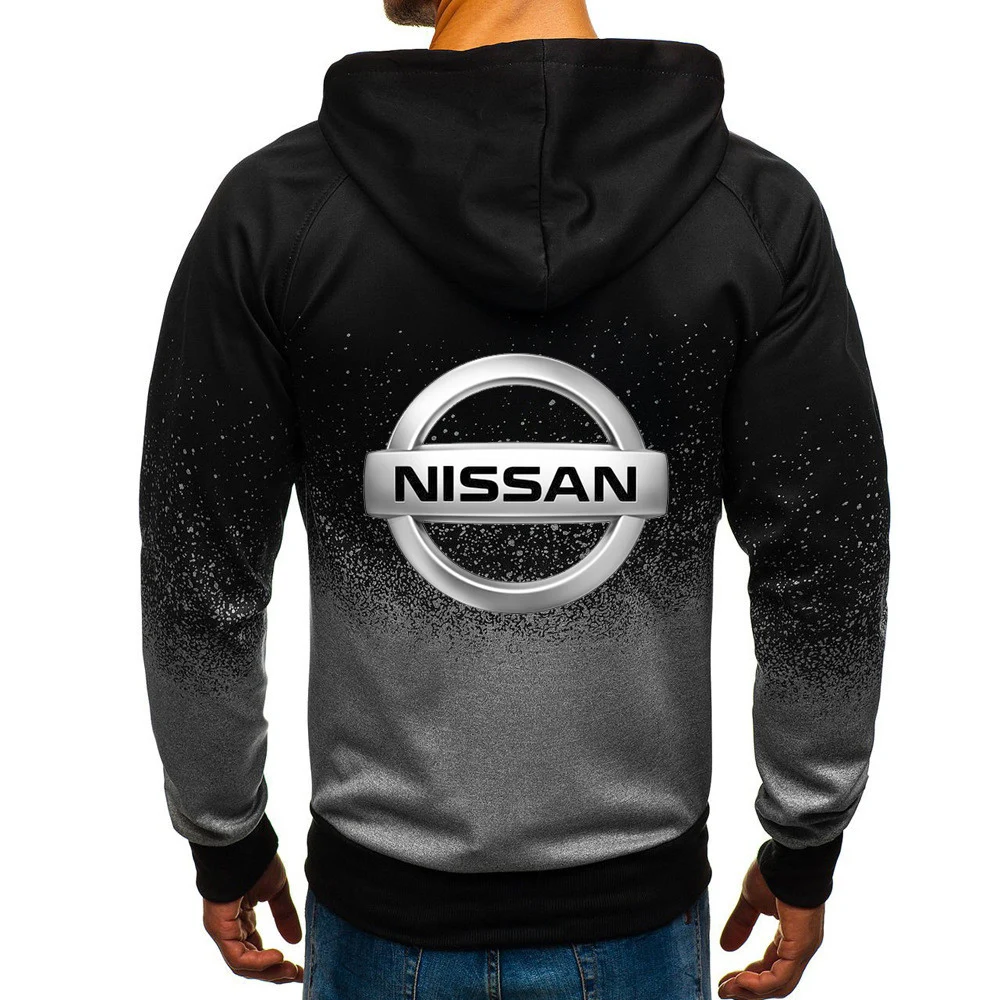 

2021 NISSAN Spring Autumn Men's Print Hoodies Zipper jackets Man Sweatshirts Casual Gradient Color Coats