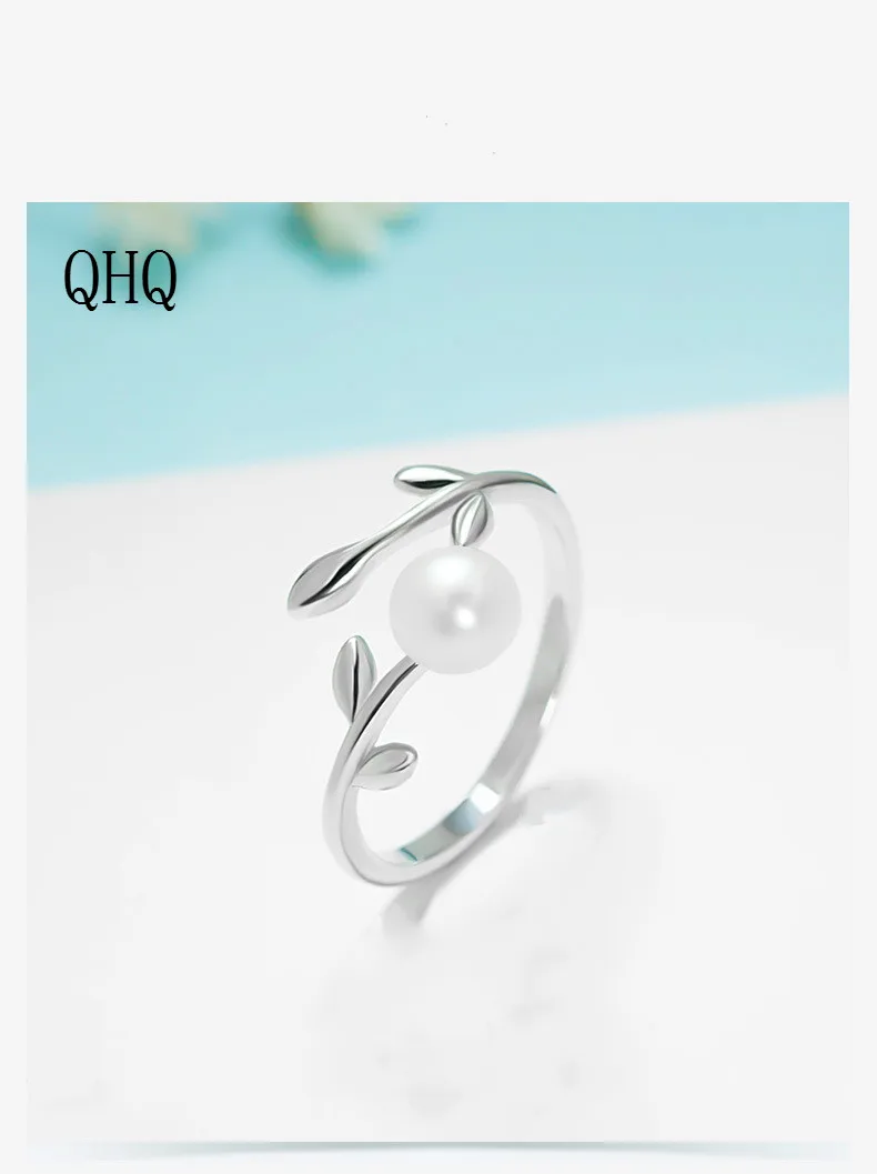 2020 ring finger Leaf Pearl personality Open Ring silver wedding fashion jewellery for women female girls jewelry accessories | Украшения и
