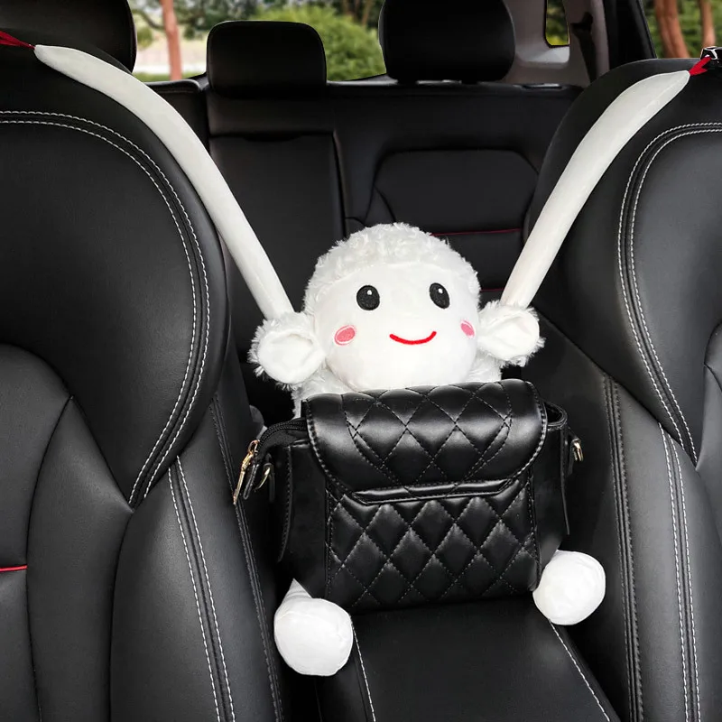 

Backseat Car Organizer Tissue Holder Cute Cartoon Plush Sheep Tissue Cover Hanging Paper Holder Decoration for Car
