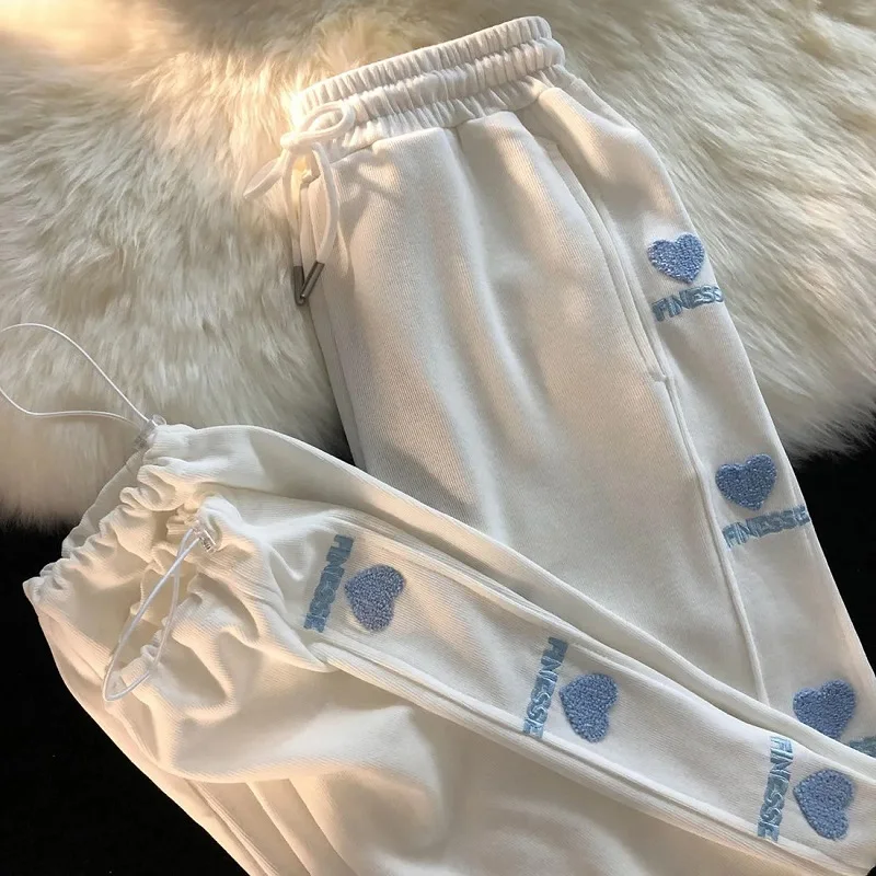 

Cotton oversize Women's loose wide-leg casual punk trousers Harajuku Setreetwear straight leg-fitting sports pants size clothes
