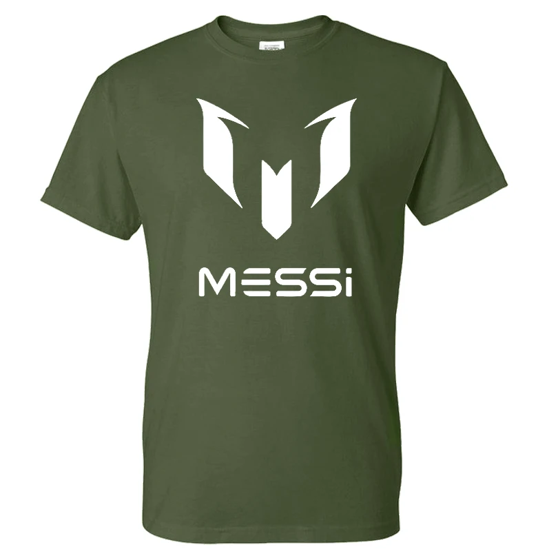 Футболка с принтом Месси для мужчин и женщин однотонная Спортивная повседневная