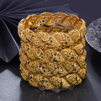 4pcslot top quality dubai gold color bangles for women vintage bride wedding bracelet bangles africa arab jewelry