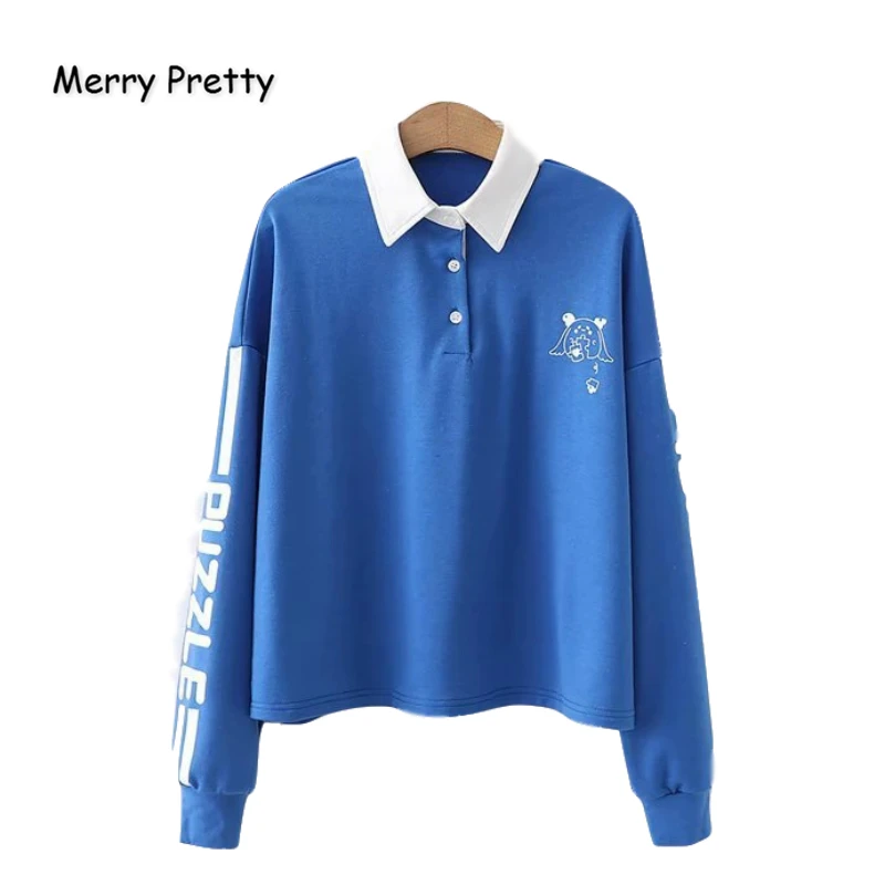 Женские толстовки с капюшоном Merry Pretty буквенным принтом и воротником поло зимние