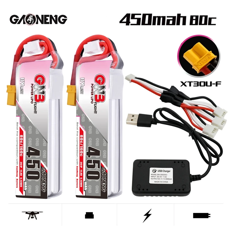 

GNB 450mAh 80C/160C 11,4 V HV 3S Lipo зарядное устройство набор XT30U-F вилка для iFlight CineBee BetaPFV Beta 85X бесщеточный Дрон