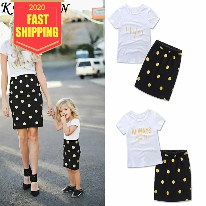 Keelorn/комплекты одинаковой одежды для мамы и дочки детская футболка в горошек с