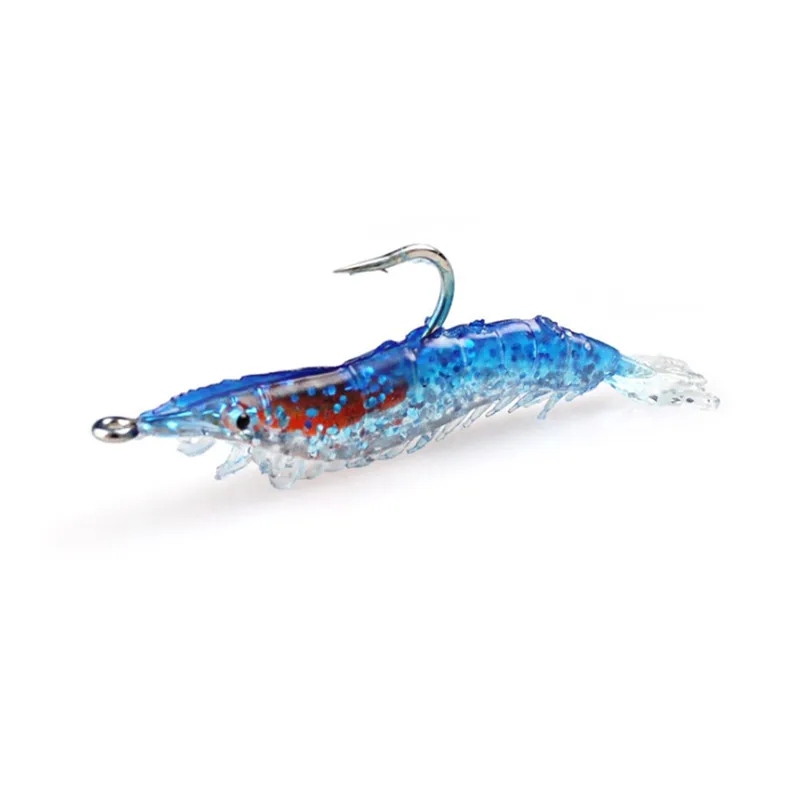 

1 Pcs Luminous Soft Shrimp Simulation Fish Lure Prawn Bait Artificial Trout Bait Fishy Hook Tackle Shrimp Smell Single W1