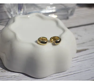 1 pair gold 6mm Серьги из стерлингового серебра 925 пробы, простые серьги с широким лицевым покрытием, трендовые классические серебряные серьги для мальчиков и девочек - Окраска металла: 1 pair gold 6mm