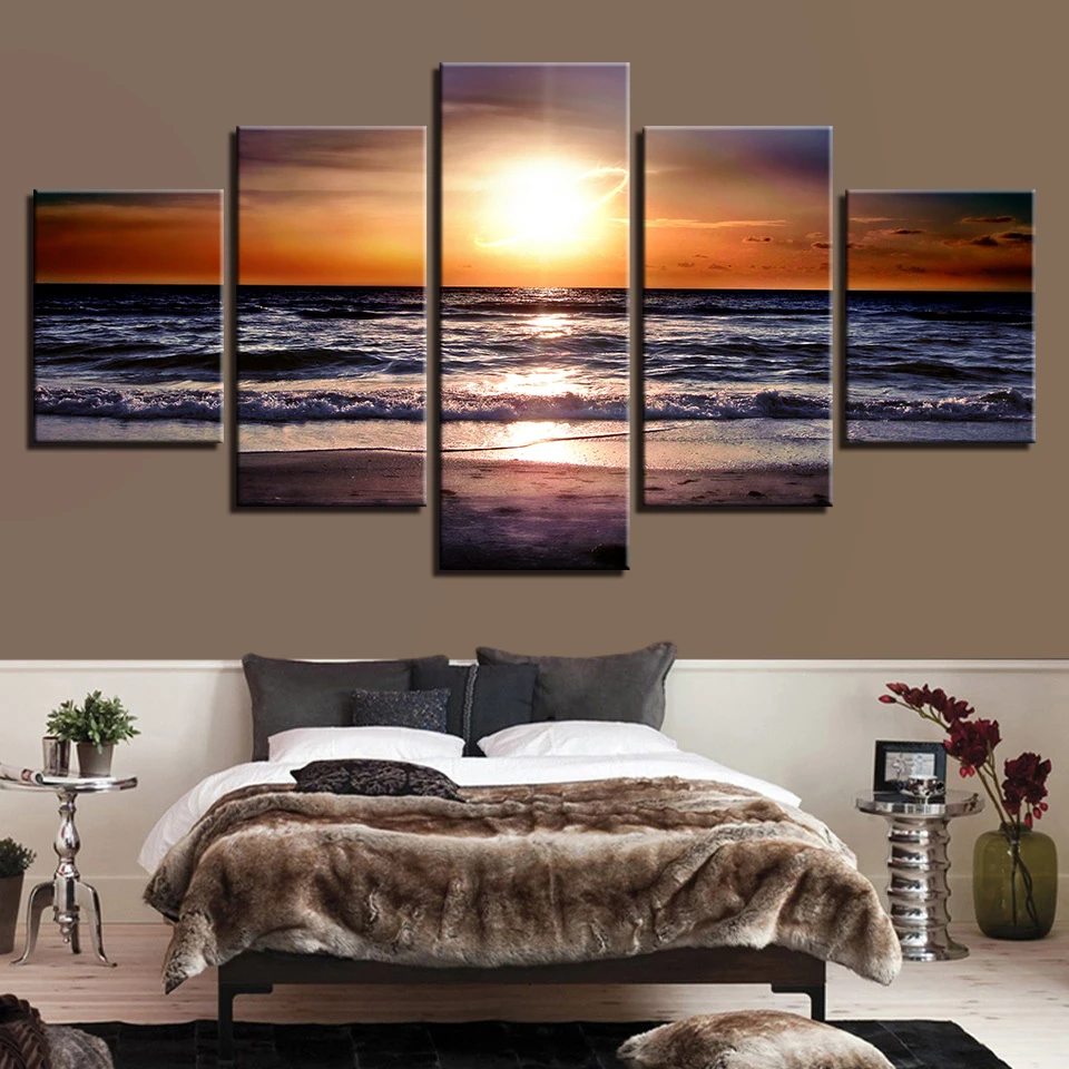 Пейзаж море пляж океан рассвет Маяк Тропический 5 шт. настенные картины для