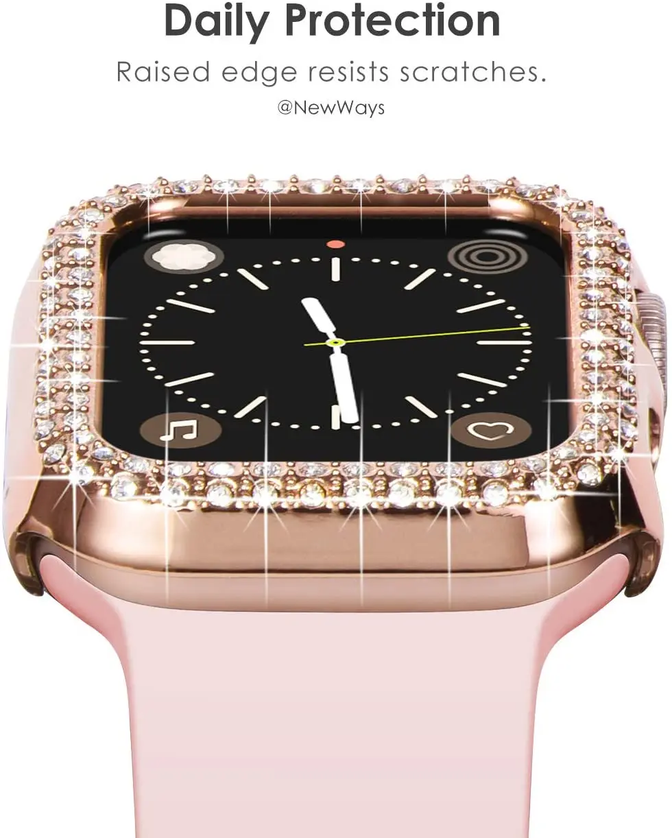 Алмазный чехол для Apple Watch 44 мм 40 42 38 шикарная Защита экрана iwatch series 3 4 5 6 7 se 41 45 -