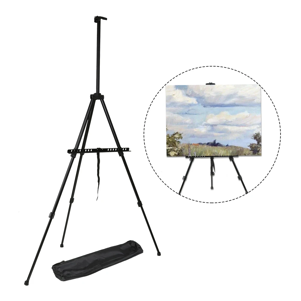 Artists Easel Stand Metal Foldable Tripod Adjustable Height 20 Inches to 61 with Portable Bag for Drawing Art Supplies | Канцтовары для